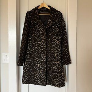 Via Spiga Leopard Print Wool Coat